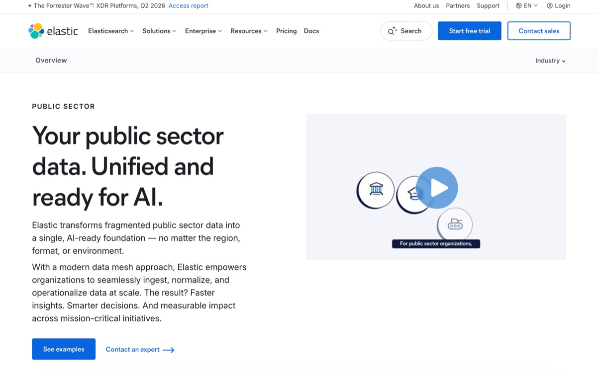 Elastic public sector solutions page