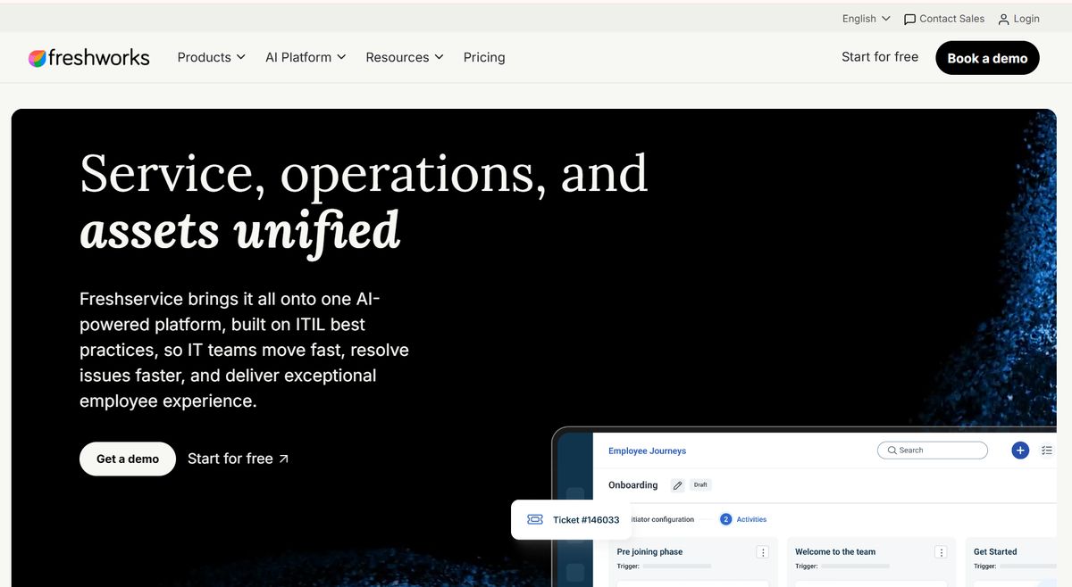 Freshservice asset management page