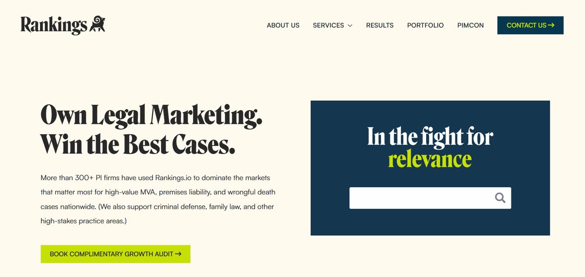 Rankings.io homepage