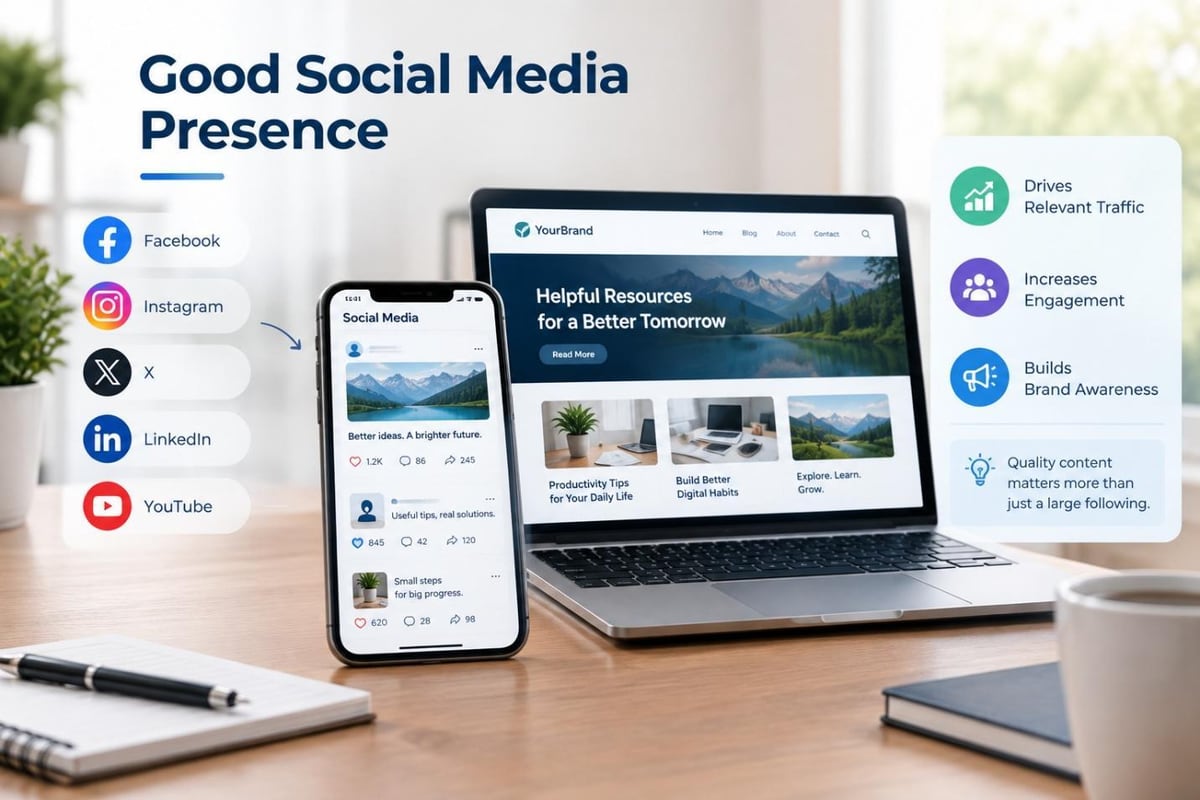 Social media presence across Facebook, Instagram, X, LinkedIn and YouTube