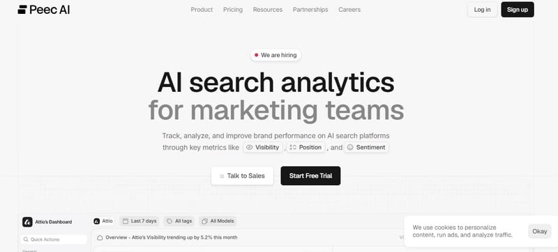 Peec AI homepage