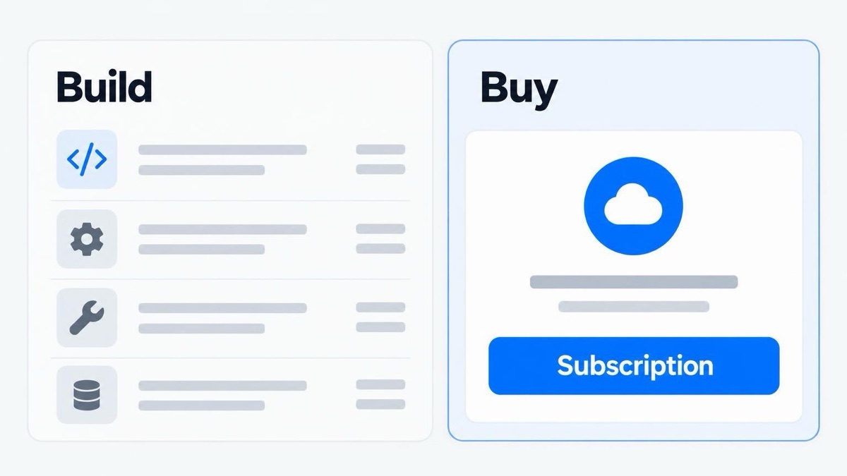 Side-by-side panels comparing the costs of building chat and buying a subscription