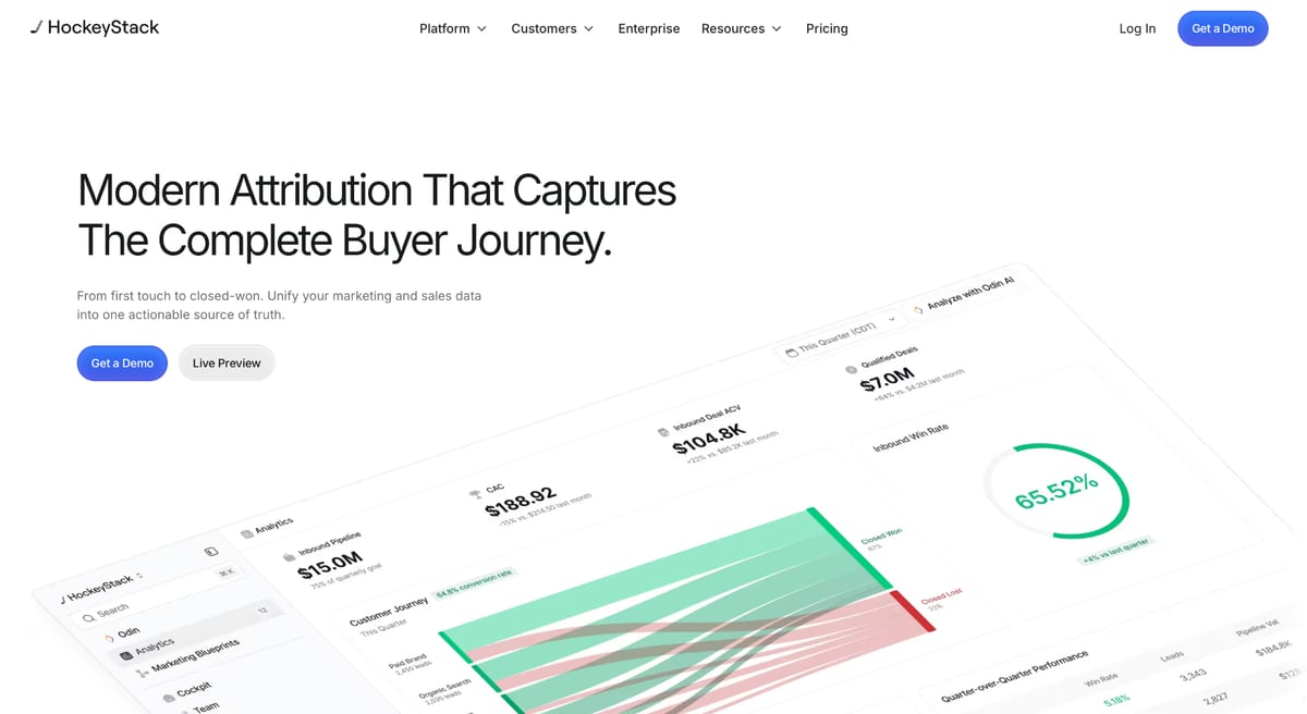 HockeyStack homepage