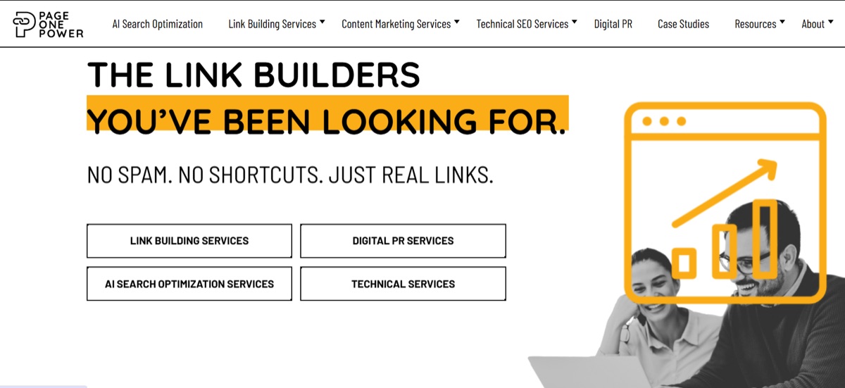 Page One Power link building homepage