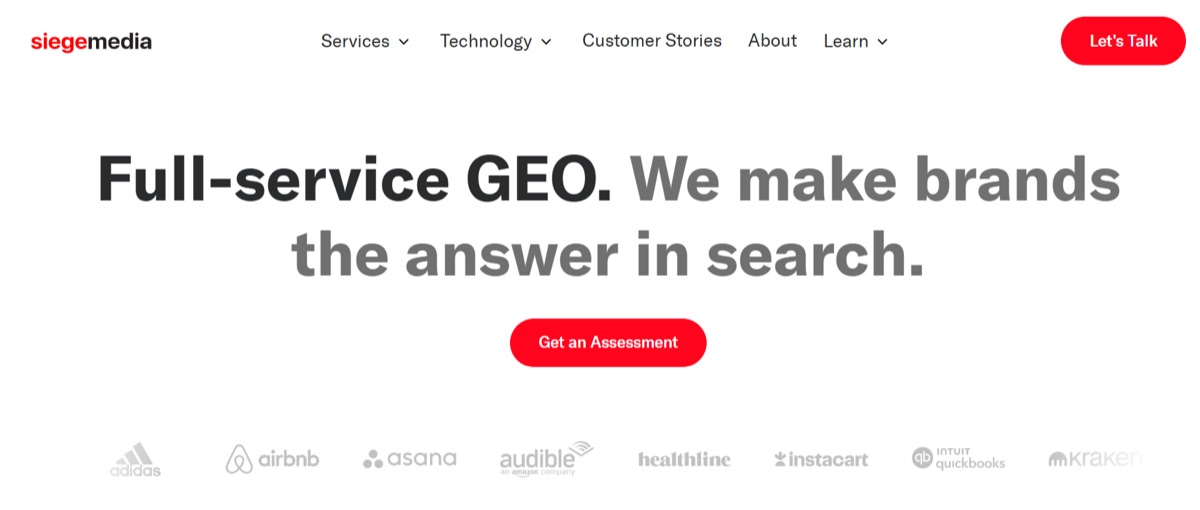 Siege Media link building homepage