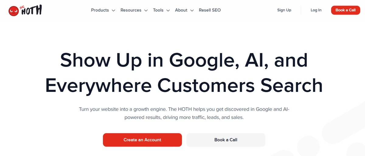 The HOTH link building homepage