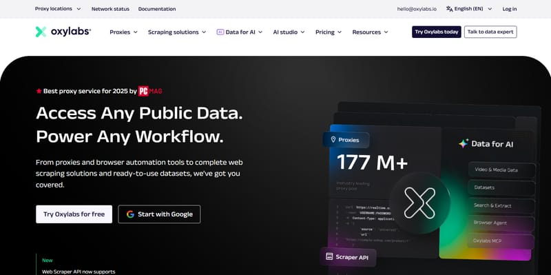 Oxylabs homepage