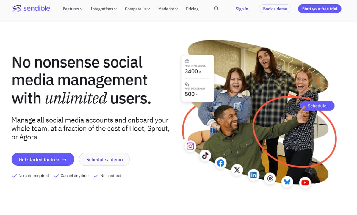 Sendible homepage
