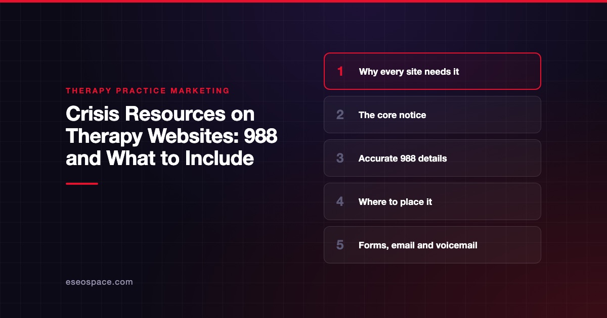 Crisis Resources on Therapy Websites: 988 and What to Include