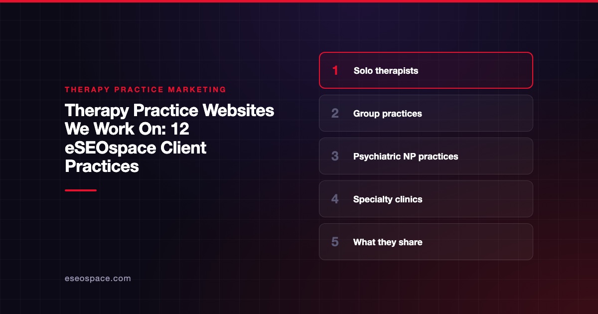Therapy Practice Websites We Work On: 12 eSEOspace Client Practices