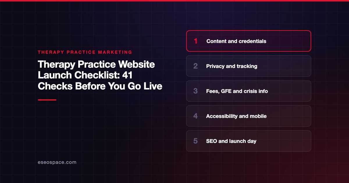 Therapy Practice Website Launch Checklist: 41 Checks Before You Go Live