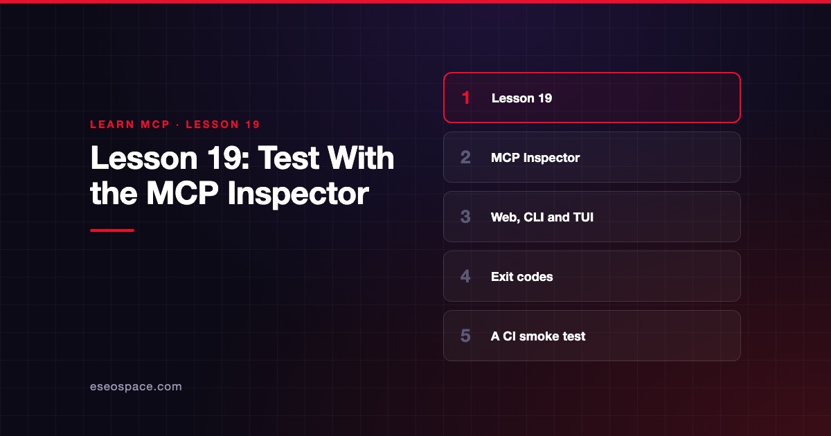 Lesson 19: Test With the MCP Inspector
