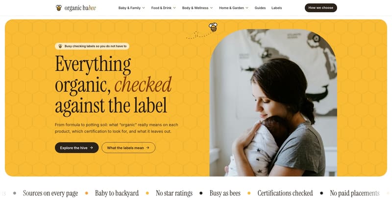 Organic Babee homepage