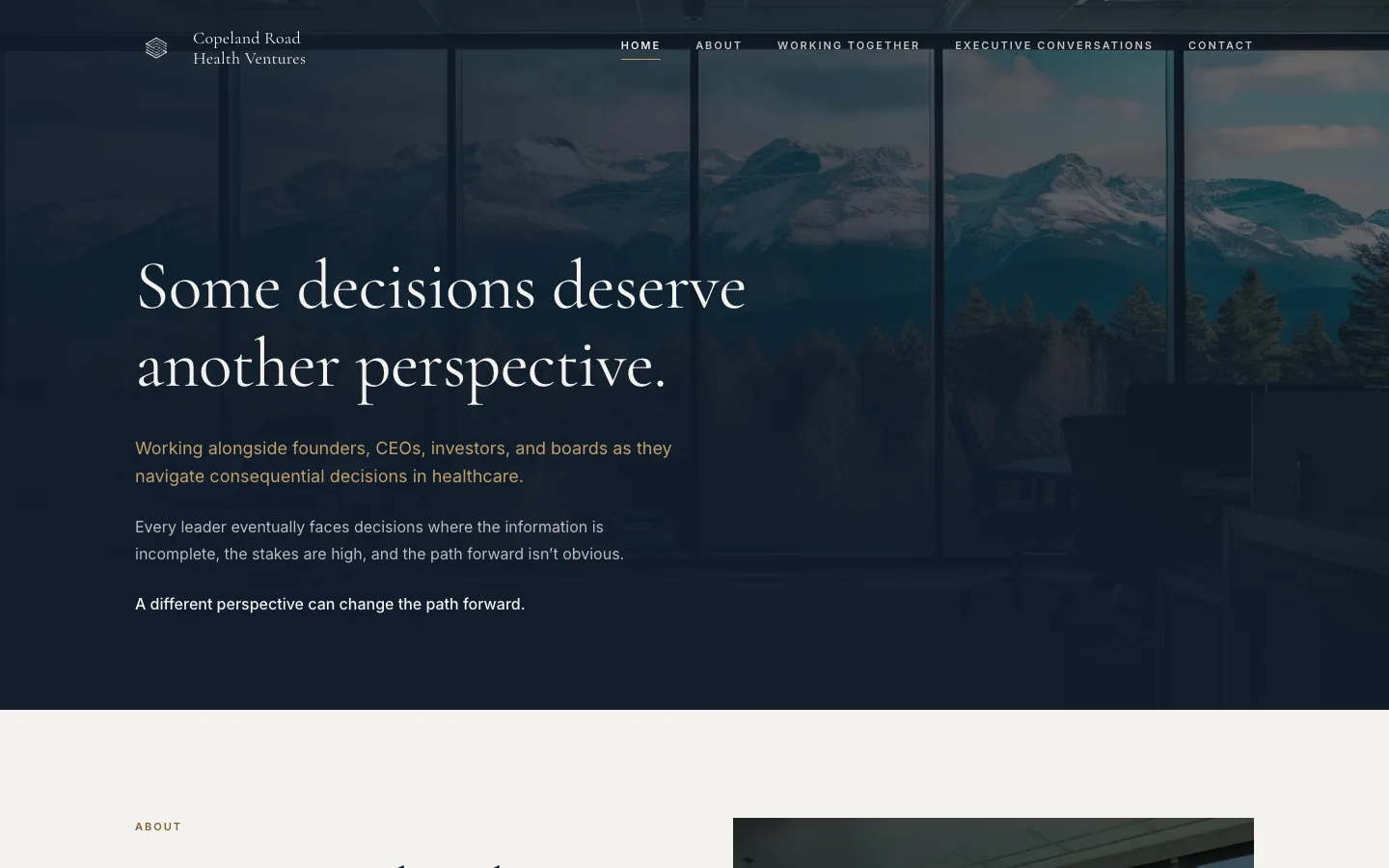 Copeland Road Health Ventures website home page