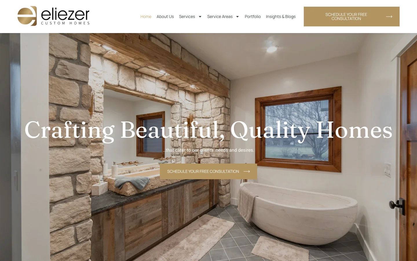 Eliezer Custom Homes website home page