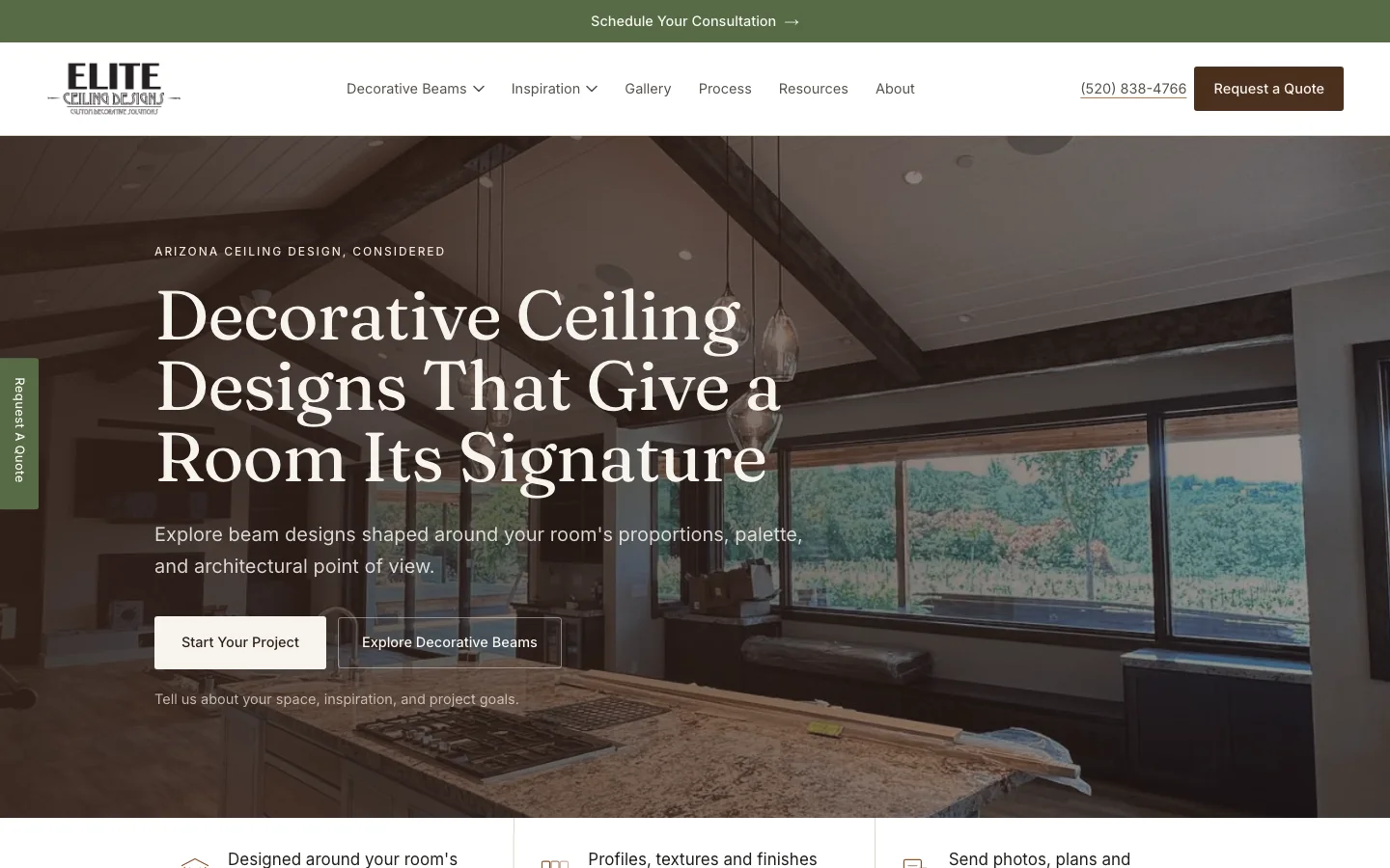 Elite Ceiling Designs AZ website home page