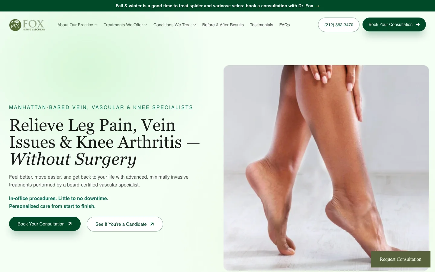 Fox Vein Care website home page