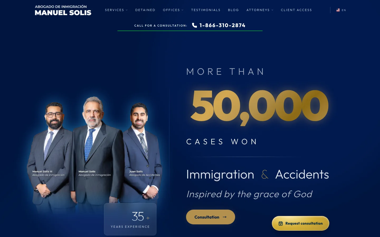 Law Offices of Manuel Solís website home page