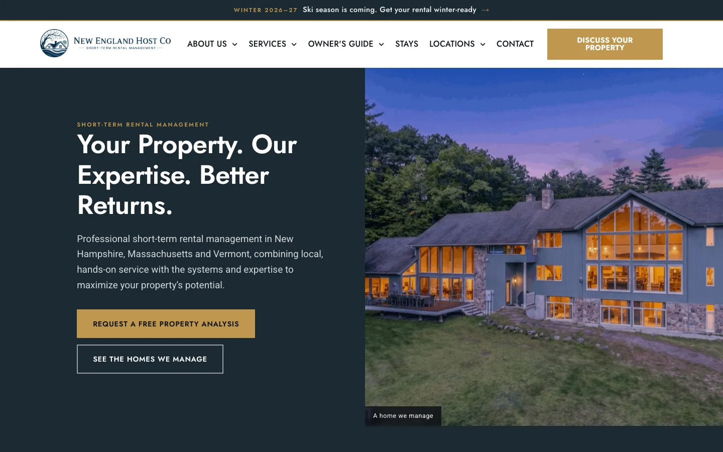 New England Host Co website home page