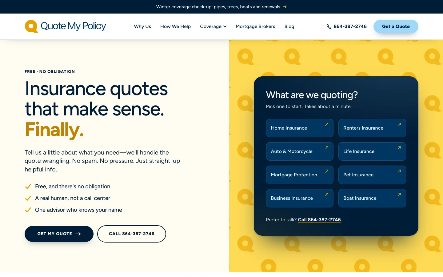 Quote My Policy website home page